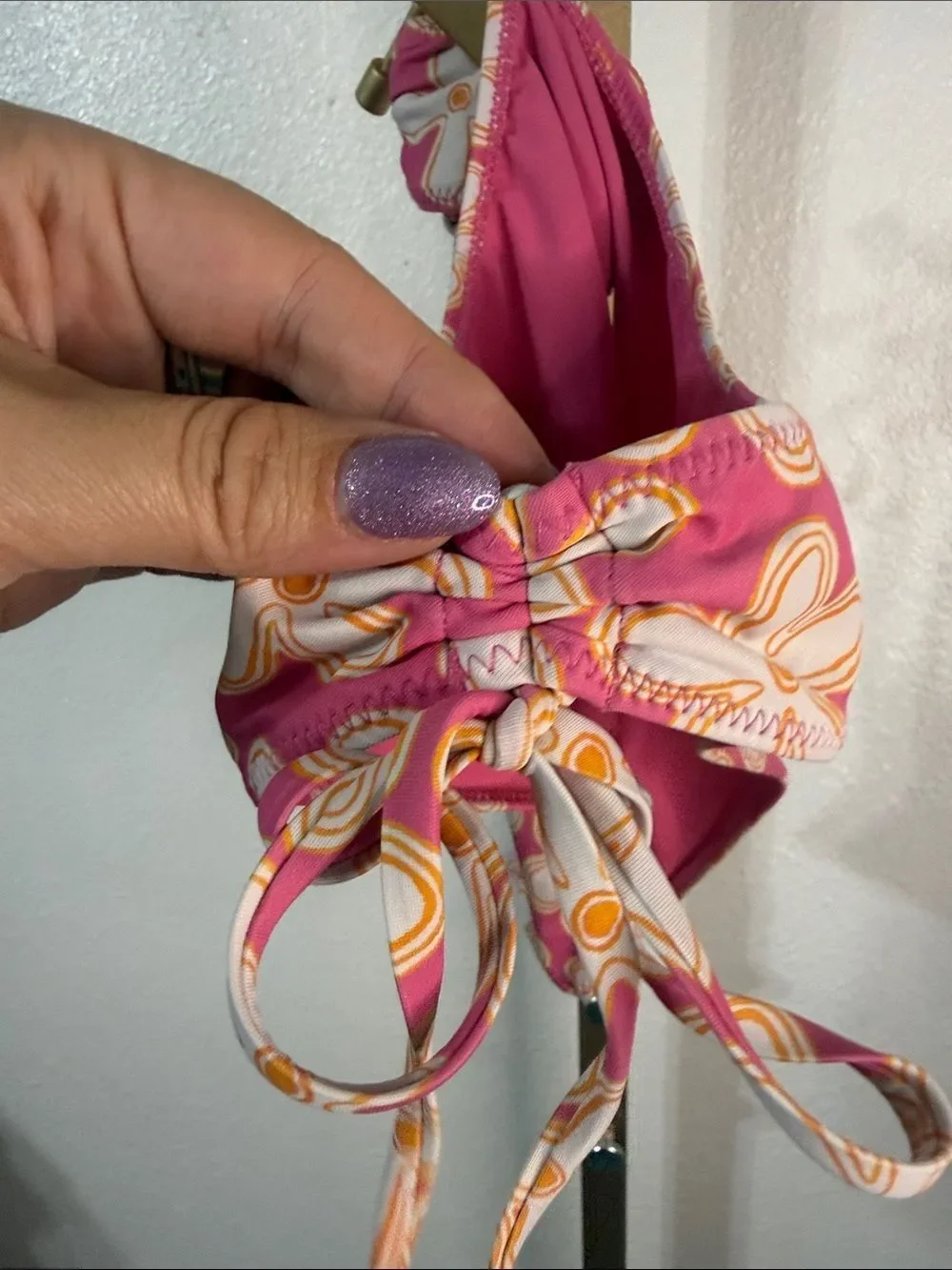 LA Hearts- Pink Floral Tie-Side Bikini set- size Small/XS